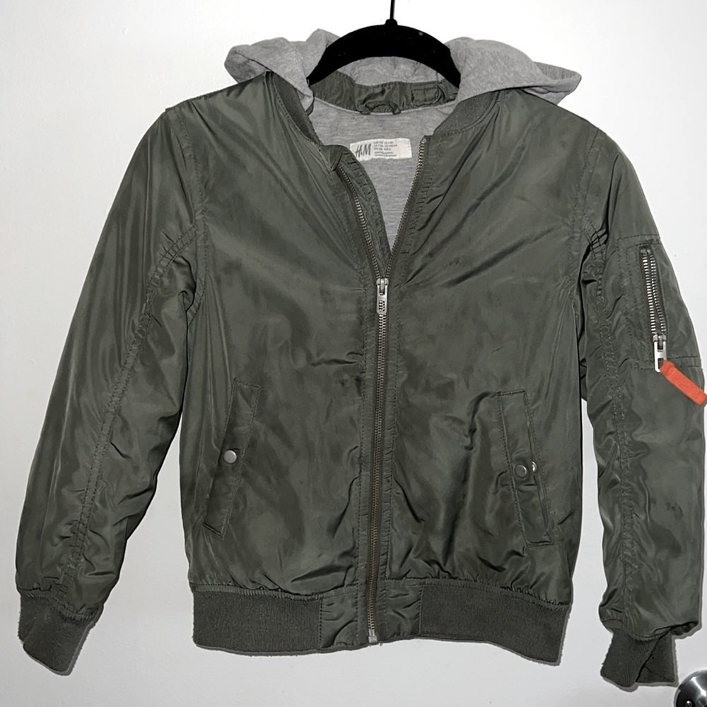 H&M olive green bomber jacket boys size 7/8
